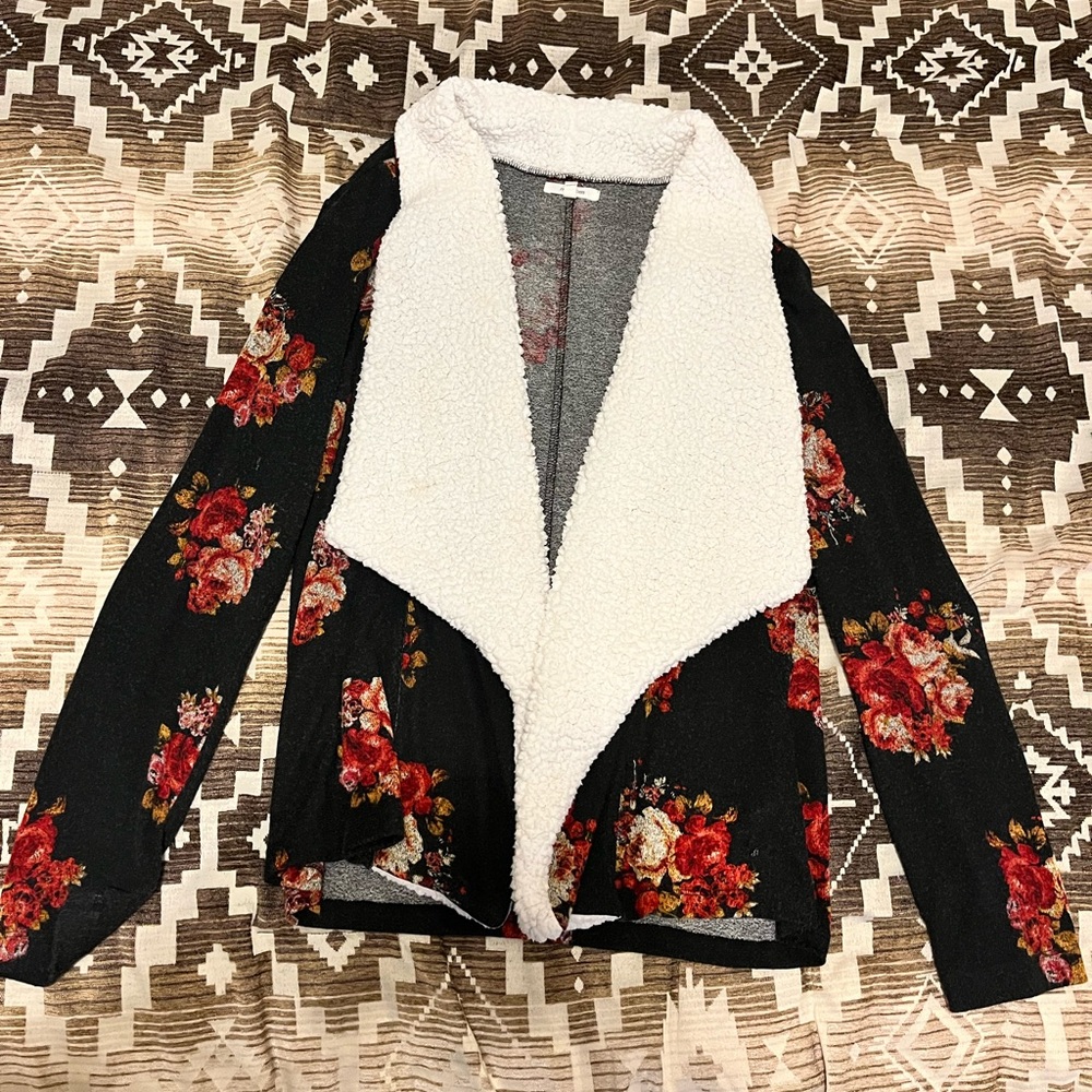 Floral and Sherpa top